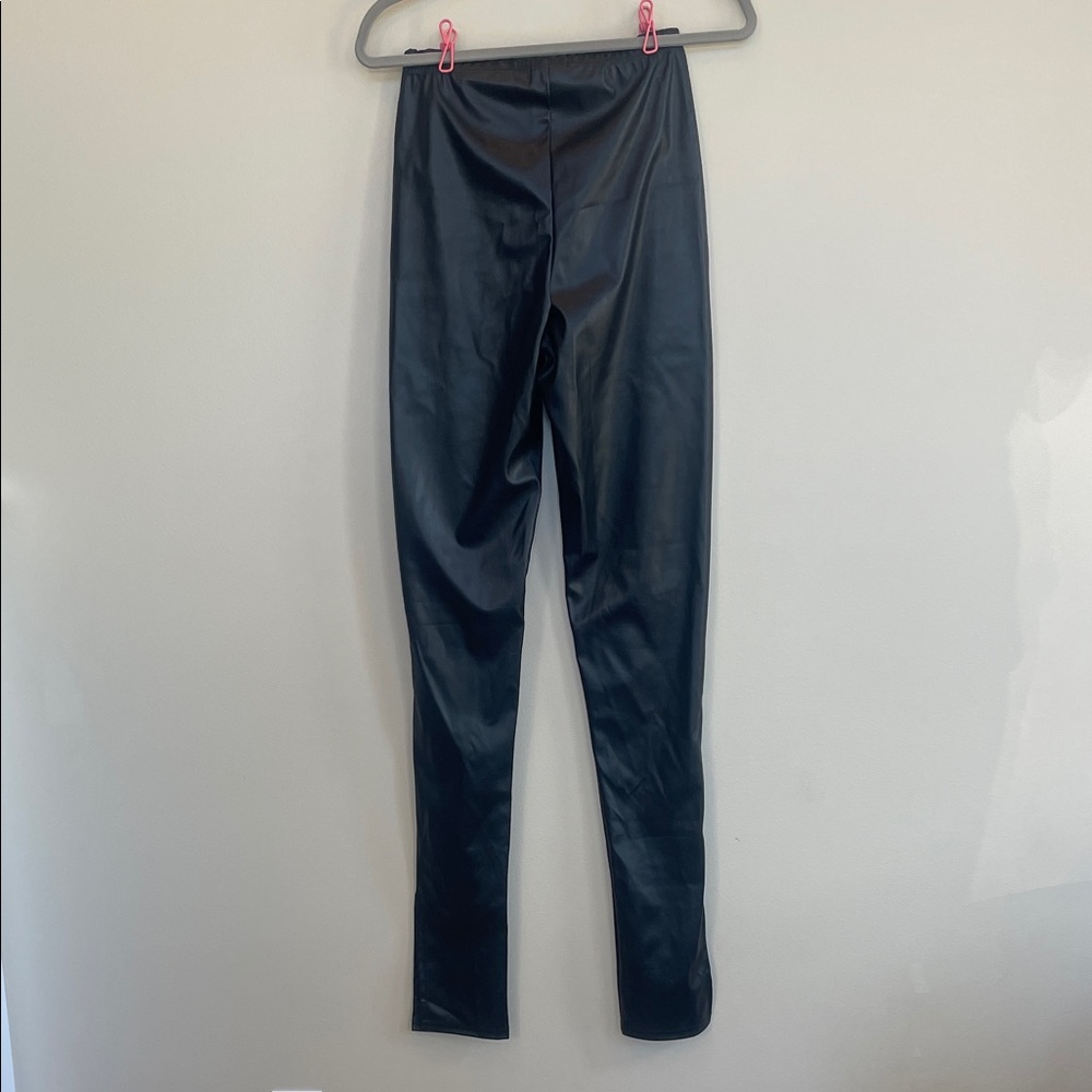 Pretty Little Things Sleek Black Faux Leather Pants. Slit in the bottom. Size 8 - Picture 6 of 7